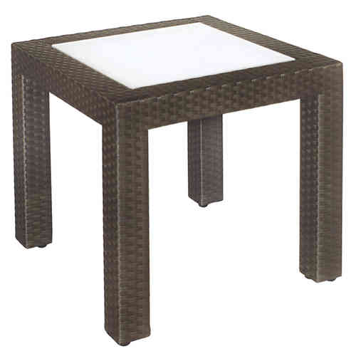 MBM Beistelltisch Bellini 50x50cm 68.00.0106 Alu + Polyrattan mocca + Glasplatte Gartenmöbel Tisch