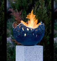 Rottenecker Feuerschale FIRE klein Bronze 22009 blau 27cm, incl. Brennkammer, oh.Säule u.Ethanol