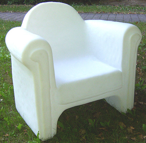 Slide Easy Chair Outdoor Licht Design Sessel SD PUF001 Polyethylen weiß +5W RGB-LED Akku-Beleuchtung