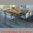 Zebra Design Stapelsessel Setax 7541 Edelstahl + Teak + Twitchell blue-stripe + hohe Lehne stapelbar