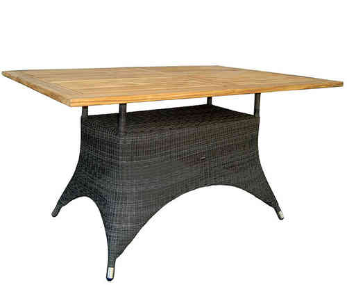 Zebra Tisch 140x90cm Status 23086 Alu +Teak Tischplatte + Polyrattan grey-black Gartenmöbel Esstisch