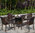Zebra Gruppe 5tlg Polyrattan java 4 Stapelsessel Vienna 5175 + Tisch 90cm rund Mary 5447 -oh.Kissen