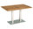 Stern Bistro Tisch 130x80cm Alu Duo Säulenfuß Edelstahl Optik + FSC Teak Tischplatte 430813 Esstisch