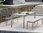 4er-Set Stern Edelstahl Stapelsessel Cardiff 417416 Design Sessel Textilen taupe + Teak Armlehnen