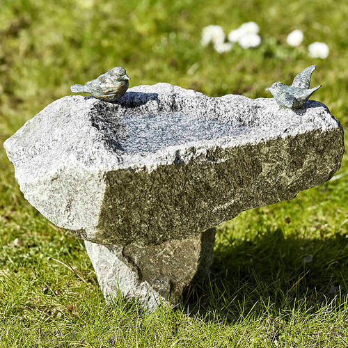 Rottenecker Granit Vogeltränke 42046 +Sockel +2 Vögel Bronze Vogelbad